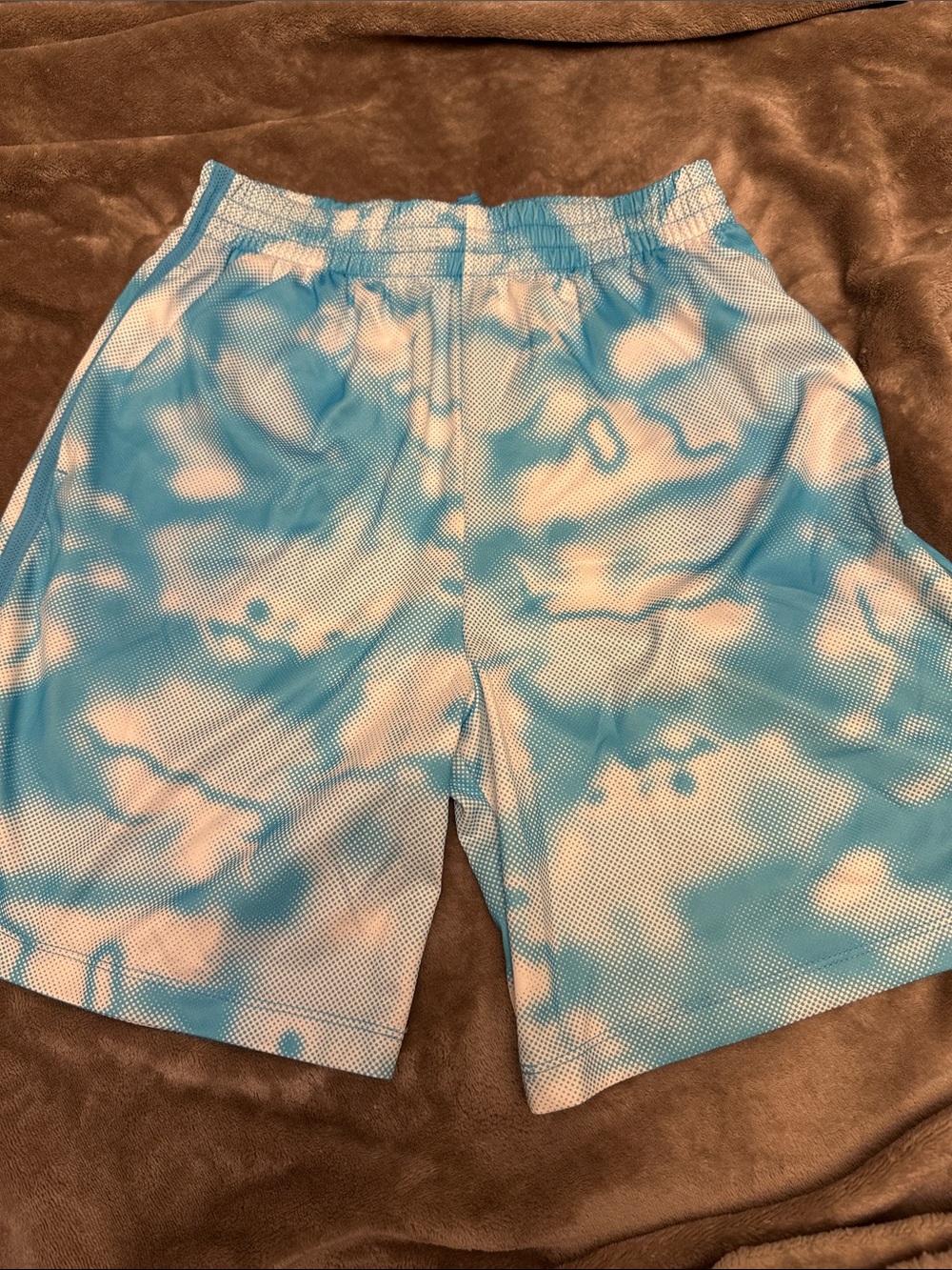 Blue Tie-Dye Mesh Men's Athletic Shorts